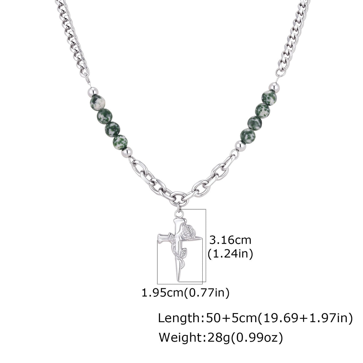 Kemstone Irregular Cross Necklace for Men Stainless Steel NC-3268