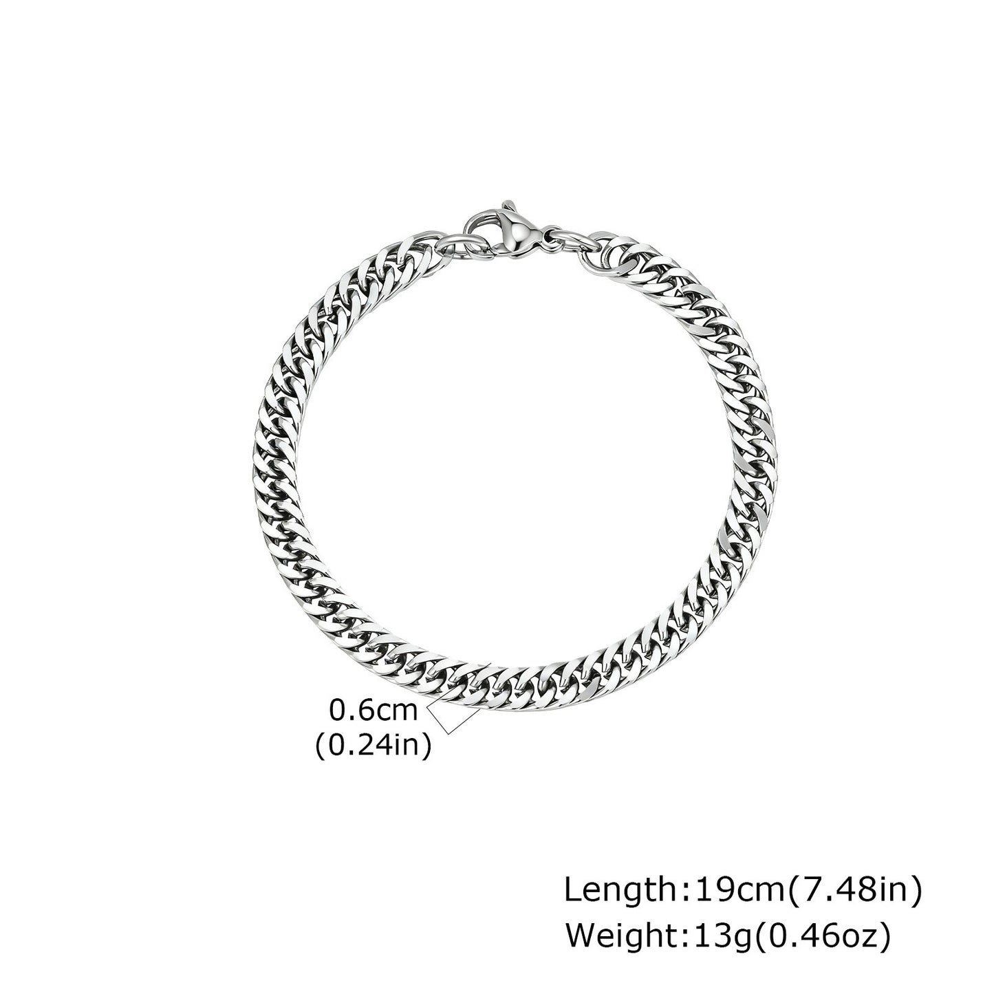 Kemstone Stainless Steel Cuban Link Bracelet for Men – 6mm Chain BR-1749