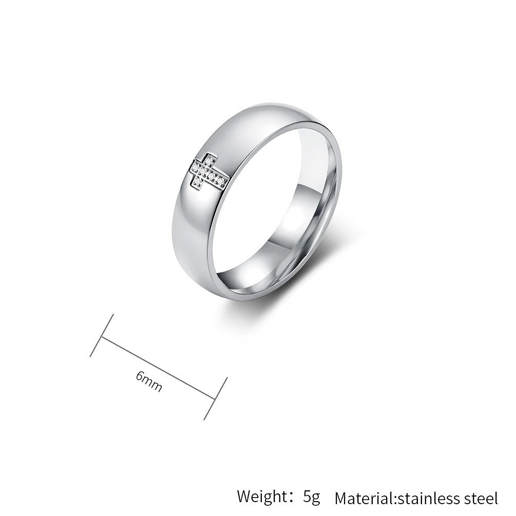 Kemston Cross Ring for Men & Women Stainless Steel Small Stone Detail K-R1222