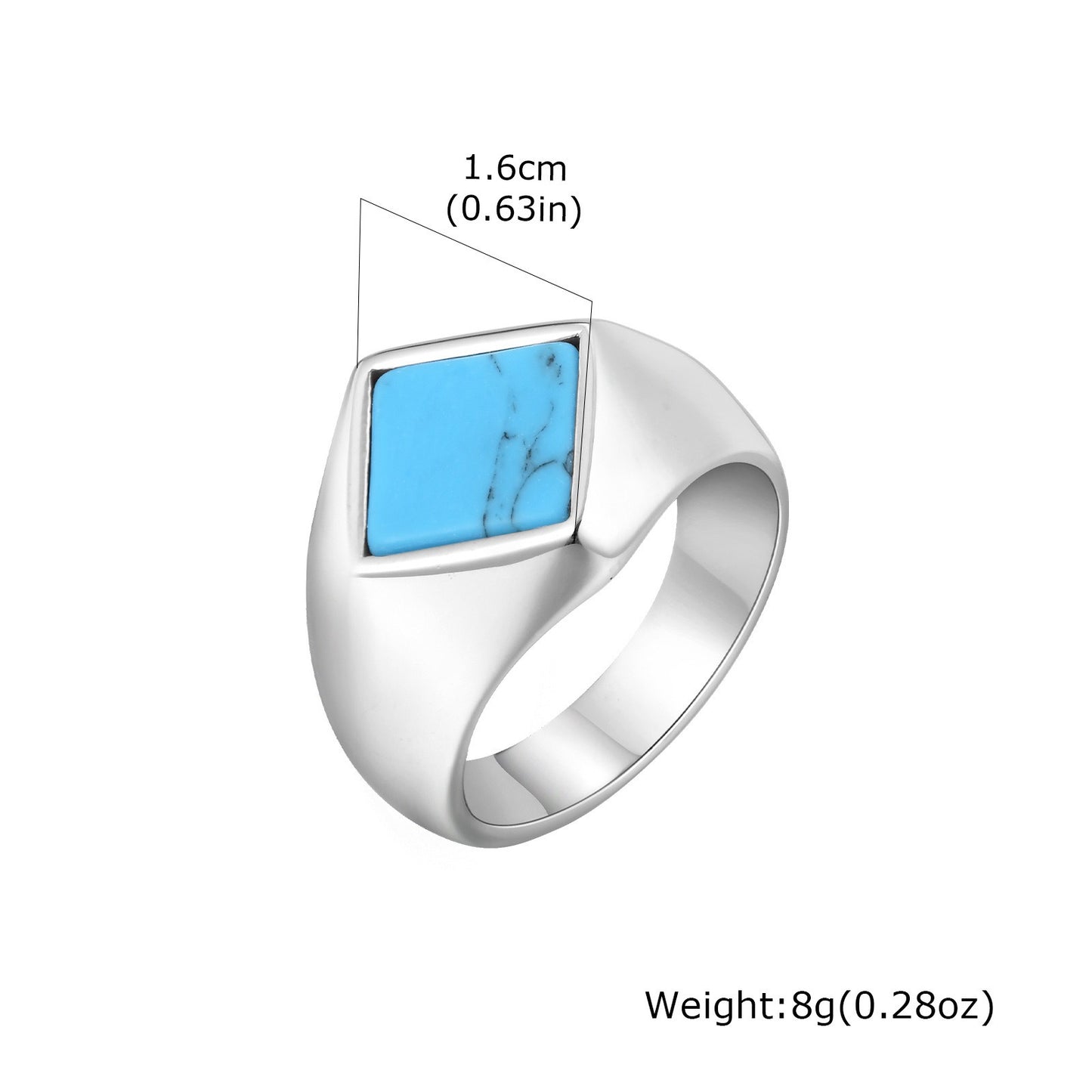 Kemstone Stainless Steel Square Signet Ring – Turquoise & Black Onyx Inlay for Men RC-967