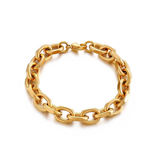 Kemstone Matte Stainless Steel O-Link Chain Set – Gothic Rock Choker & Bracelet for Men’s Urban Streetwear KS138454-Z