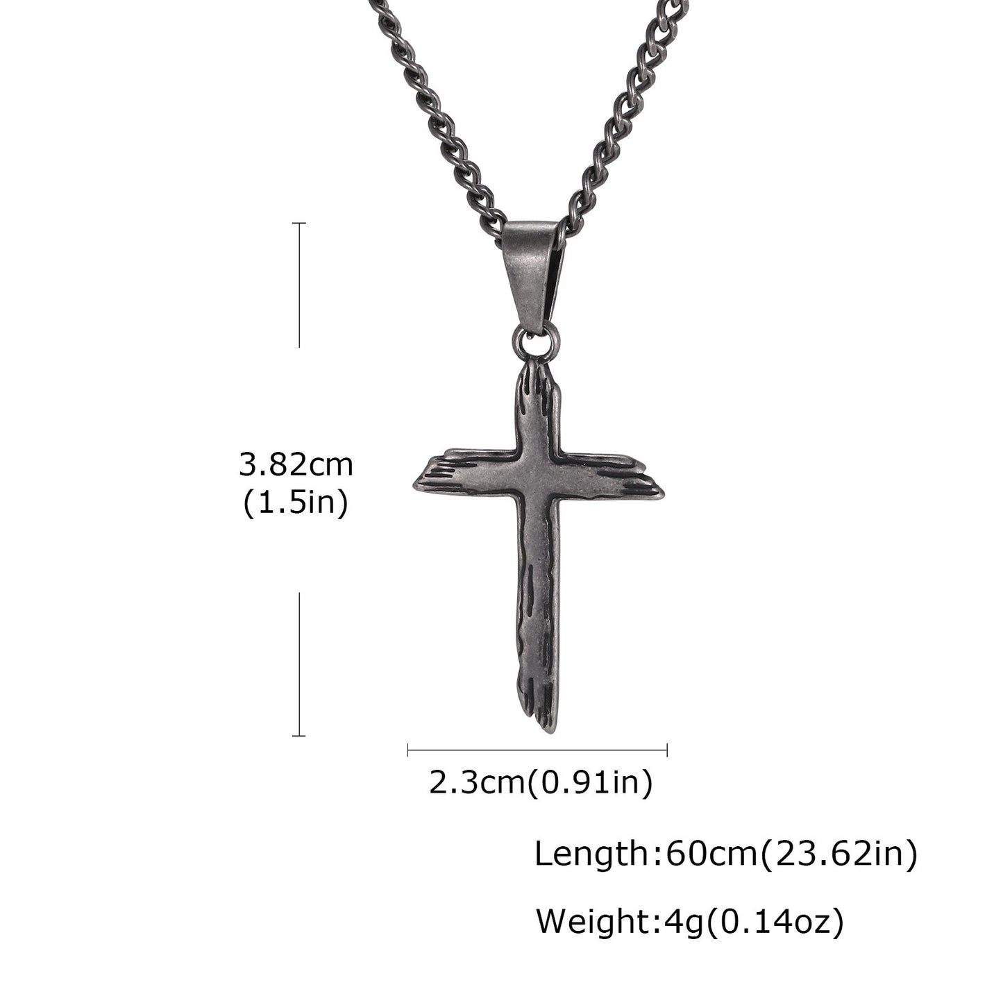 Kemston Stainless Steel Distressed Cross Pendant Necklace for Men Gothic Street PN-2368