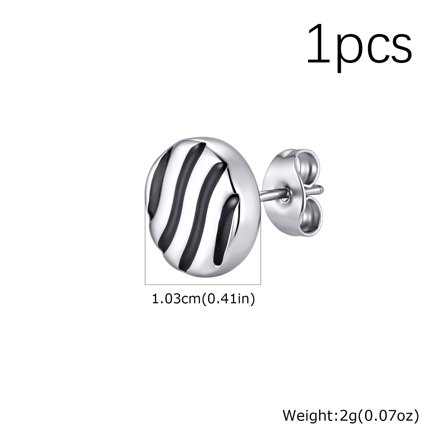 Kemstone Stainless Steel Wave Texture Stud Earring for Men ES-828S Silver