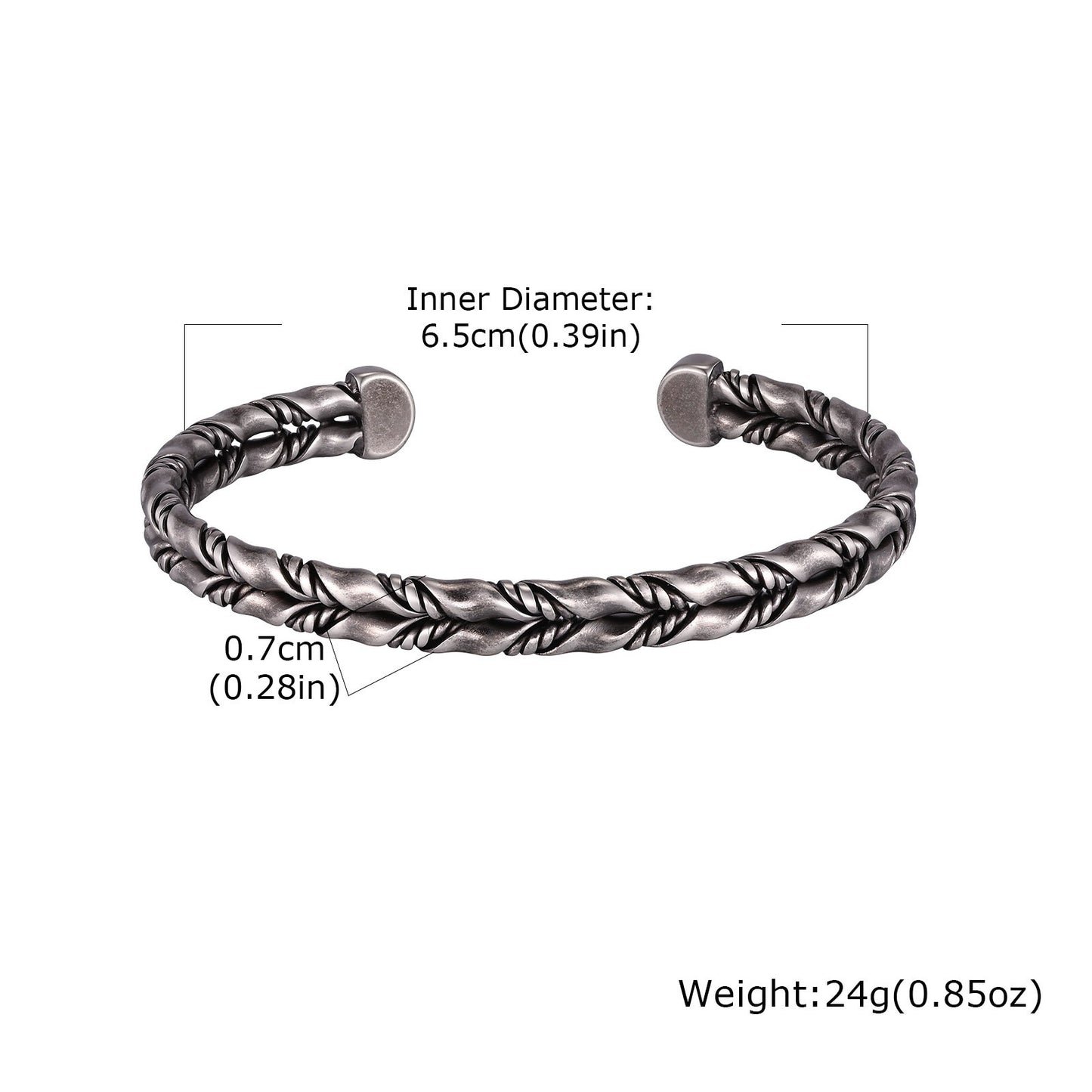 Kemston Stainless Steel Möbius Twist Cuff Bracelet for Men Vintage Open Bangle B-774GR