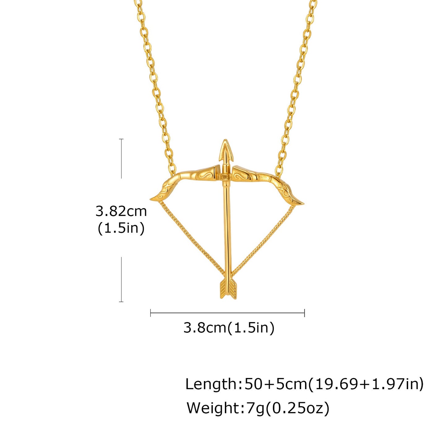 Kemstone Stainless Steel Bow Arrow Pendant Necklace for Men Gold Tone NC-2638G