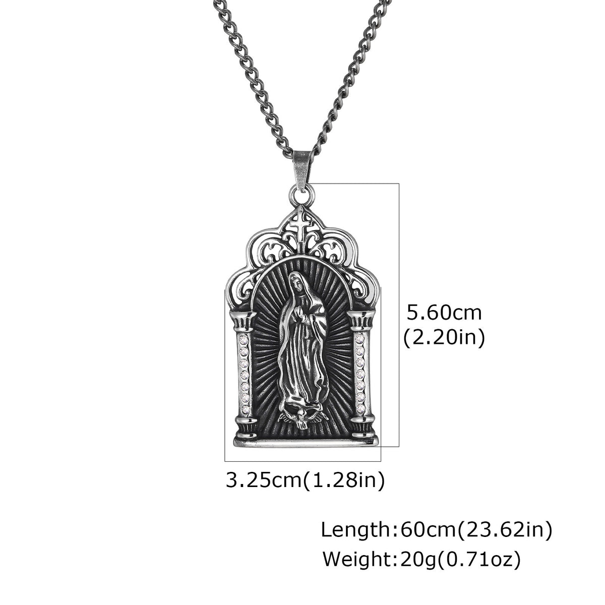 Kemstone Vintage Figure Relief Pendant Necklace for Men Stainless Steel PN-2431