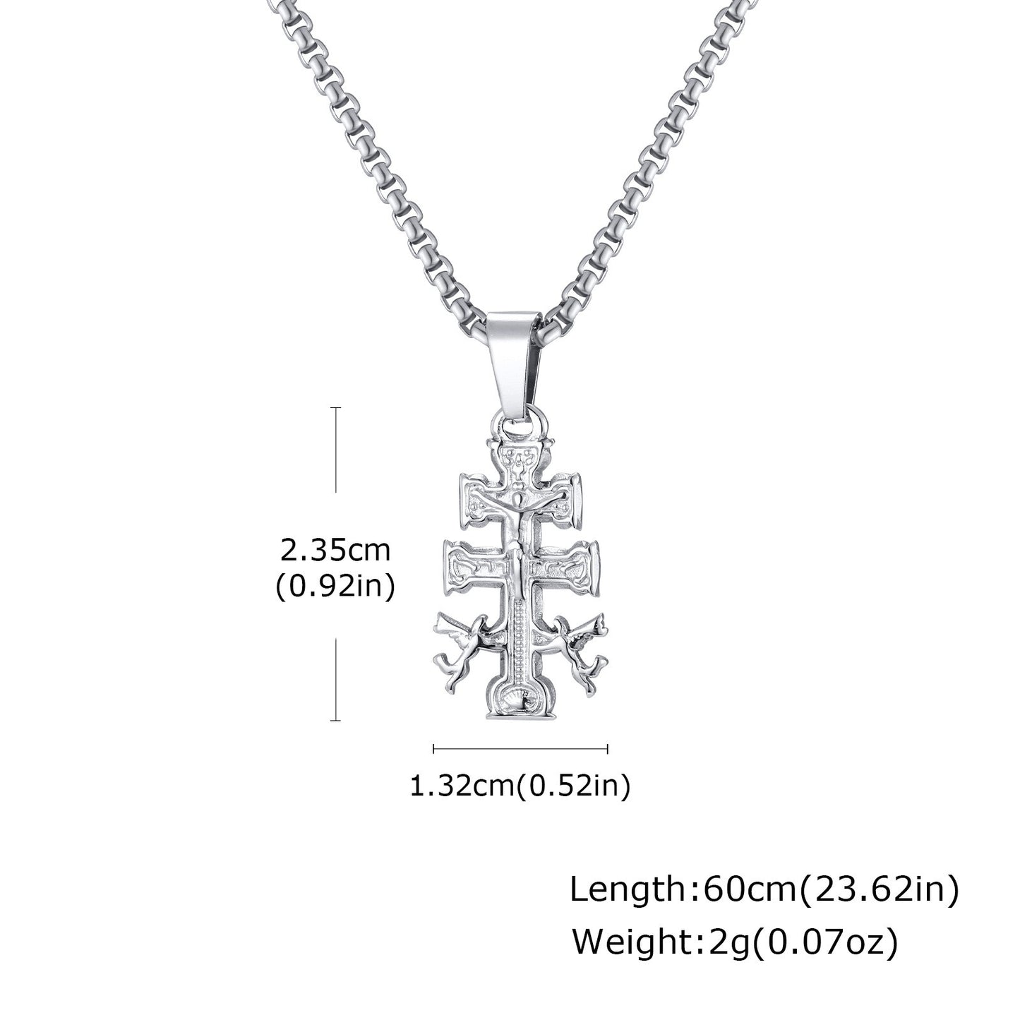 Kemstone Stainless Steel Double Cross Pendant Necklace for Men – Vintage Design PN-2294