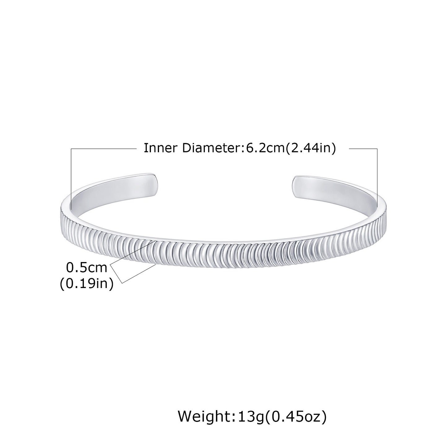 Kemstone Men’s Stainless Steel Cuff Bracelet – Minimalist Open Bangle B-565