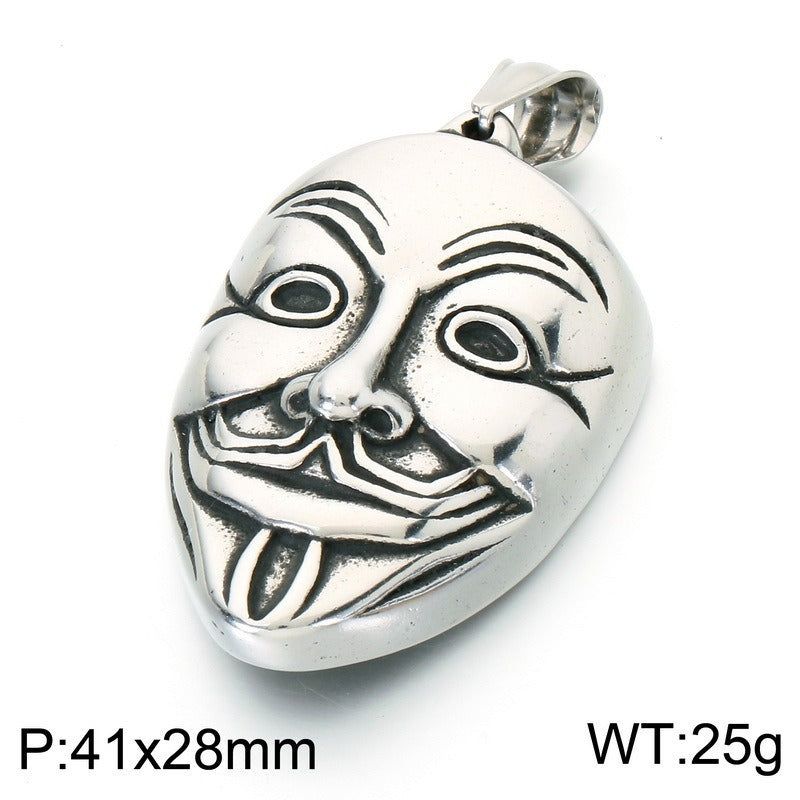 Kemstone Stainless Steel Gothic Joker Mask Pendant Necklace for Men KP118521-LU