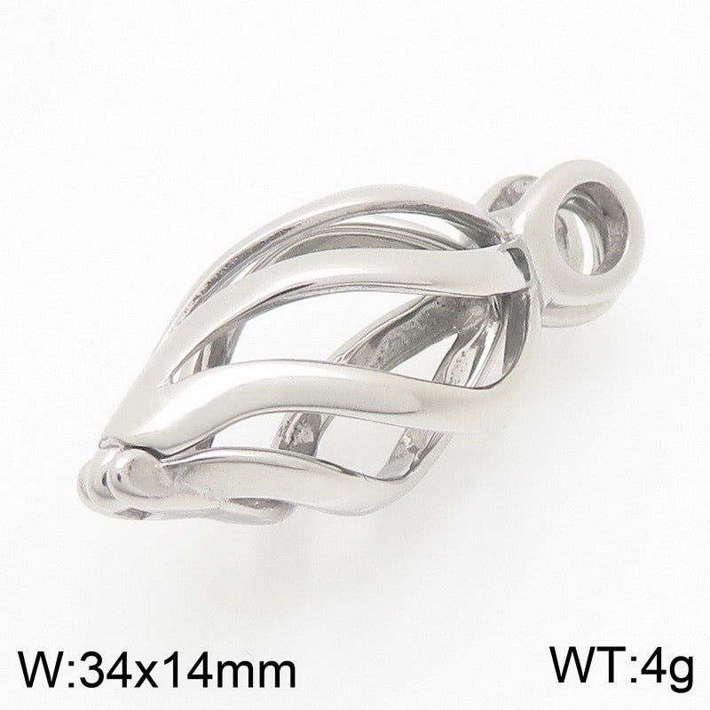 Kemston Openable Leaf Pendant Necklace for Men Stainless Steel Teardrop Design KP119649-GC
