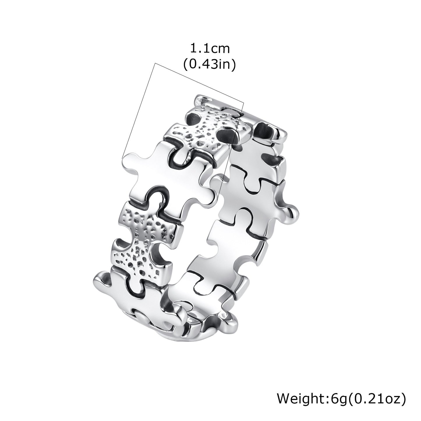 Kemston Stainless Steel Puzzle Interlocking Ring for Men Vintage Punk RC-1143