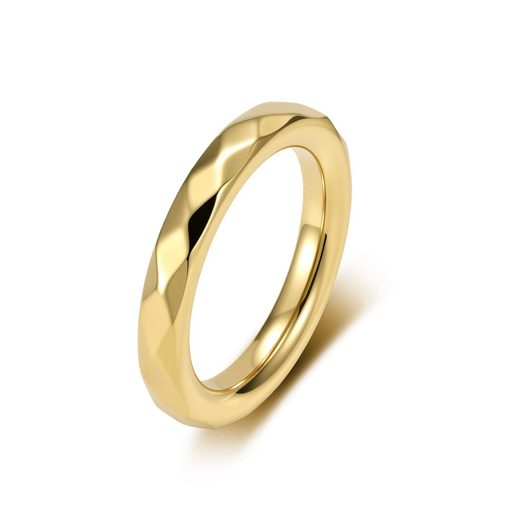 Kemstone Faceted Ring for Men Stainless Steel Rounded Edge K-R1232