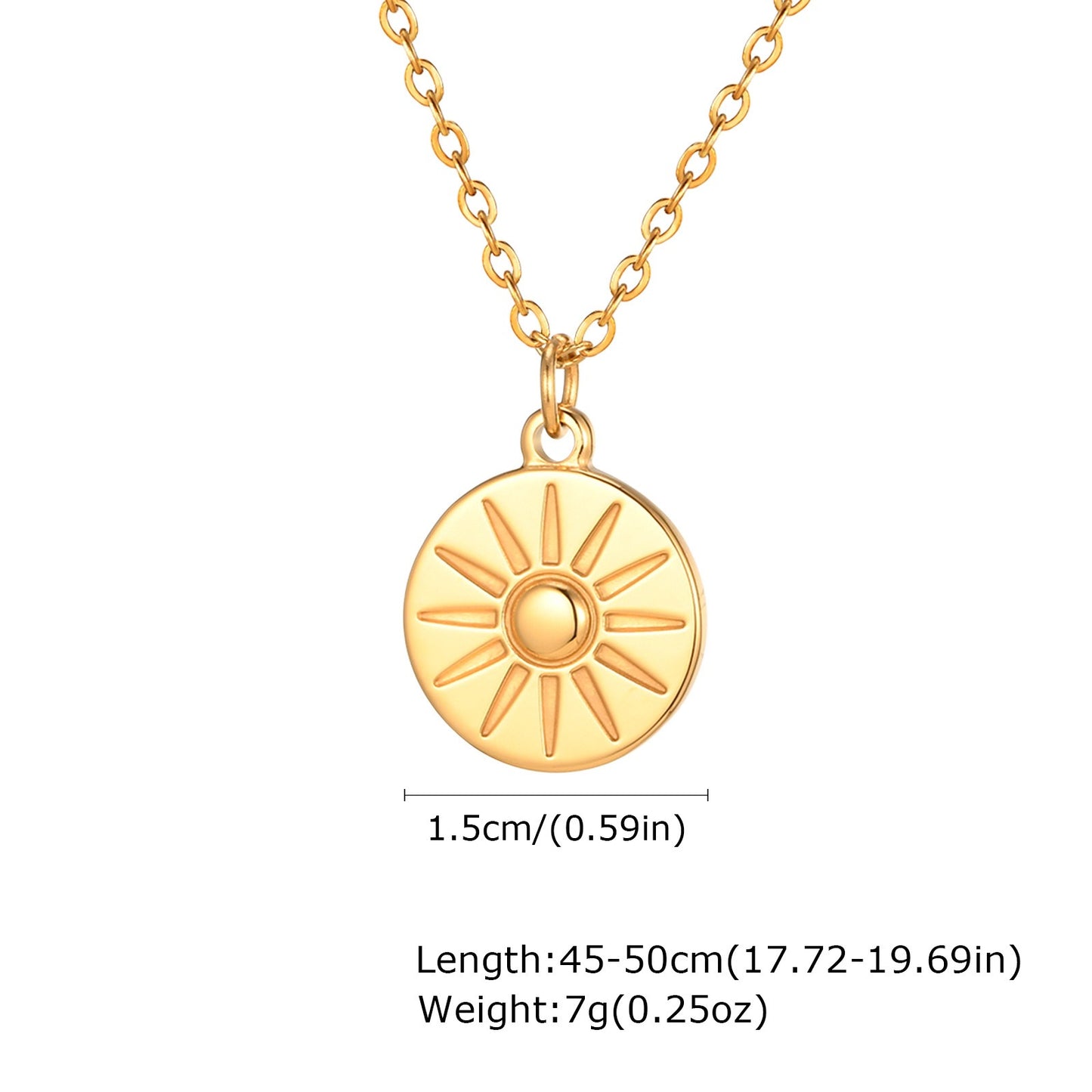 Elegante collar con colgante circular dorado - Cadena minimalista de acero inoxidable para clavícula para mujer NC-1854