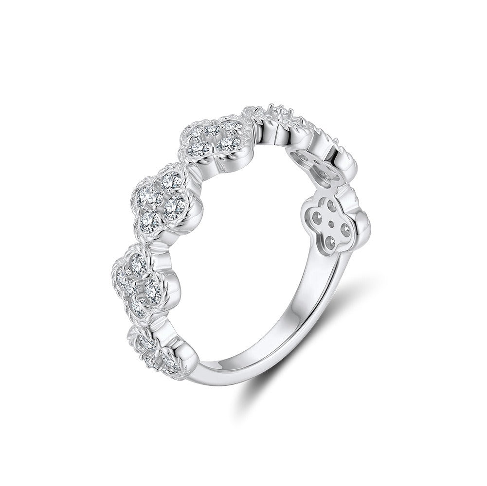 Kemston 925 Sterling Silver Flower Moissanite Ring for Women SMOR27