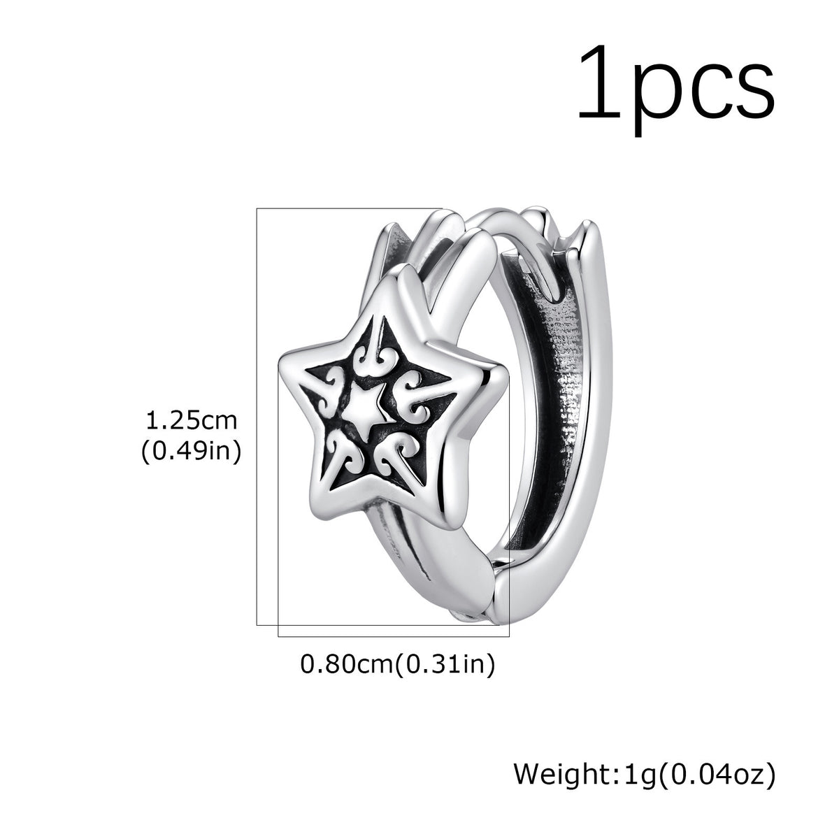 Kemstone Star Hoop Earring for Men Stainless Steel Vintage EH-913