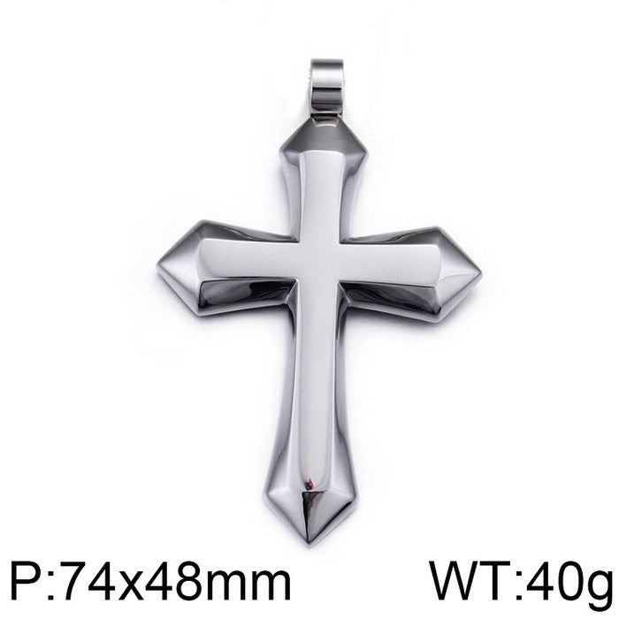 Kemstone Titanium Steel Cross Pendant Necklace – Urban Minimalist Chain for Men’s Streetwear & Gothic Style KP58578-BD