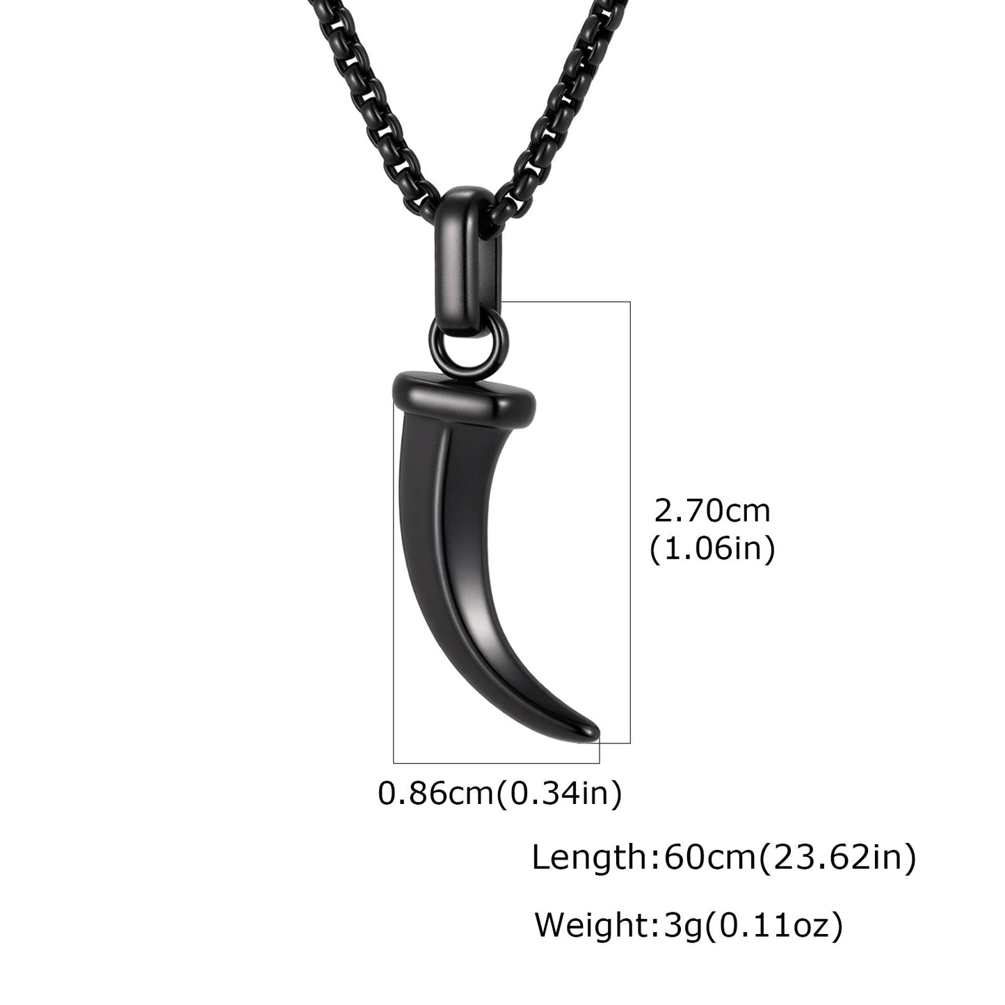 Kemstone Stainless Steel Horn Pendant Necklace for Men Punk Vintage Style PN2451
