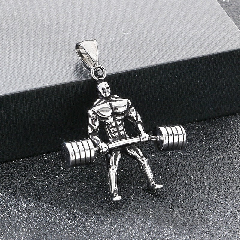 Kemstone Titanium Steel Barbell Gym Pendant Necklace for Men KP117758-LU