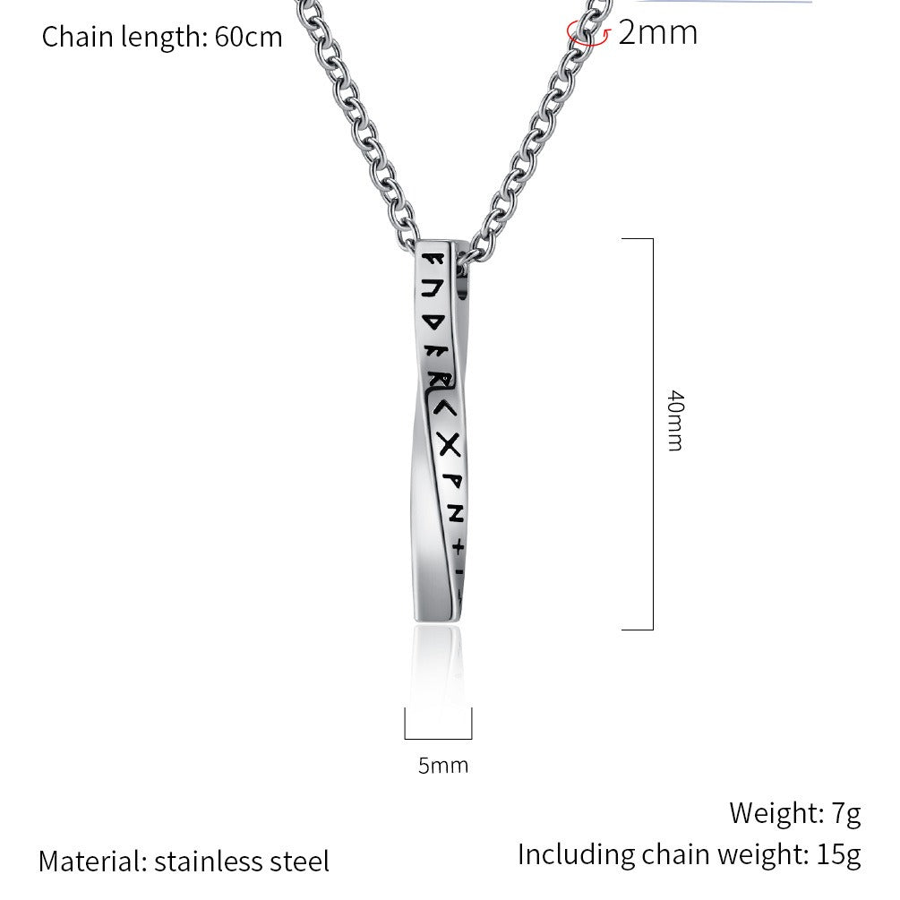 Kemston Viking Rune Necklace for Men Stainless Steel Nordic Möbius Twist Pendant K-PT567