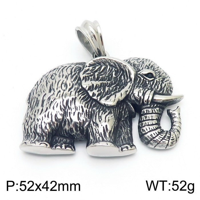 Kemstone Elephant Pendant Necklace for Men Titanium Steel Vintage KP120350-KJX