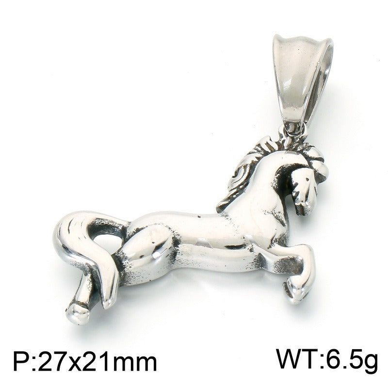Kemston Stainless Steel Pegasus Horse Pendant Necklace for Men Wing Vintage Silver KP118626-LU