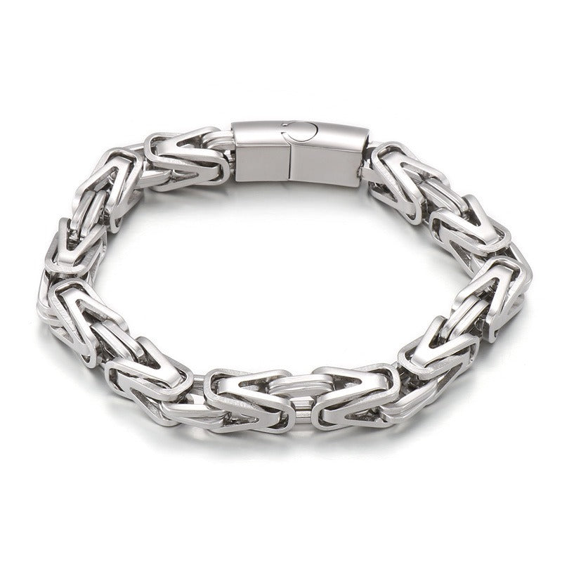 Kemstone Titanium Steel V-Link Chain Bracelet – Byzantine Hip Hop Style KB152638-KFC