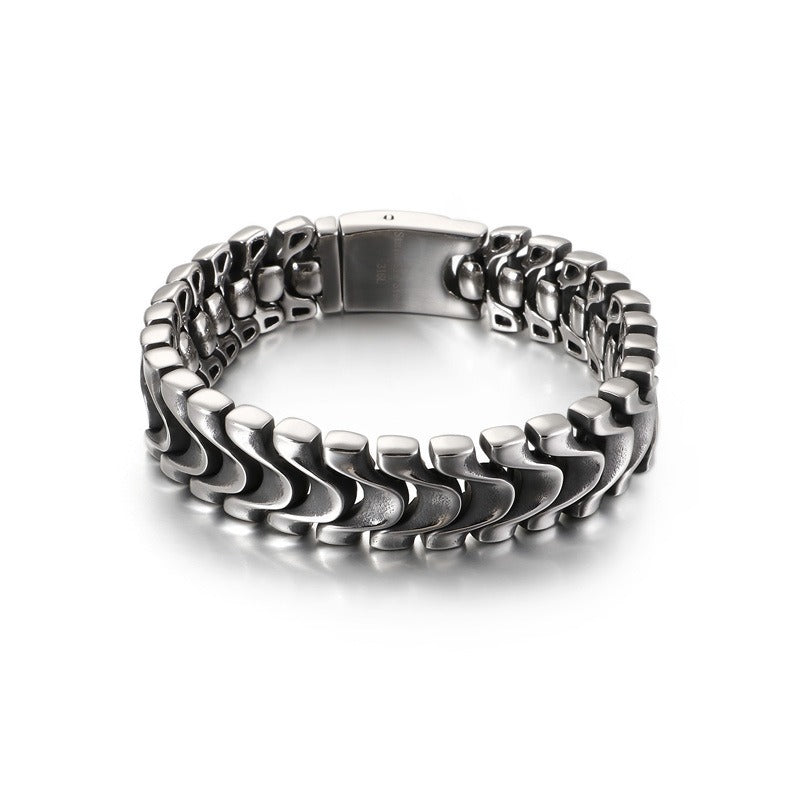 Kemstone Vintage Bolt-Chain Stainless Steel Bracelet - Bold Rugged Design for Men KB117455