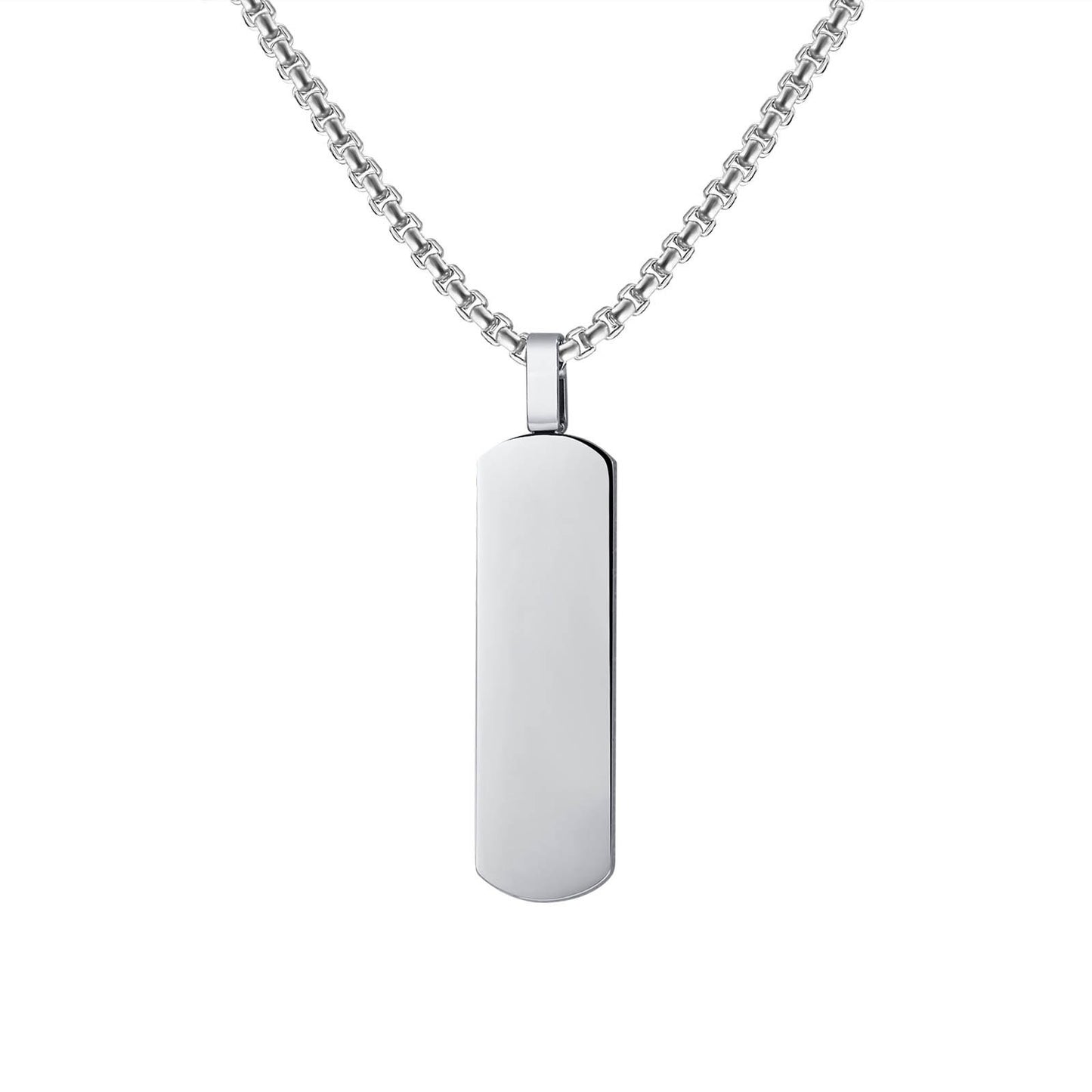 Kemstone Stainless Steel Rectangular Bar Pendant Necklace for Men PN-1874