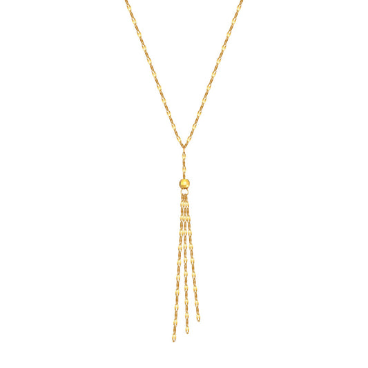 Collar elegante de cadena en Y Kemstone: joyería minimalista de acero inoxidable para mujer en cálido tono dorado NC1836