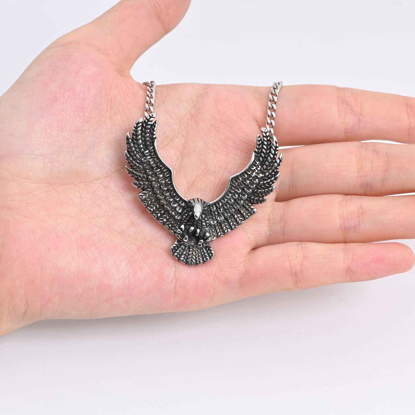 Kemstone Men’s Stainless Steel Eagle Necklace – Punk Gothic Pendant PN-2242