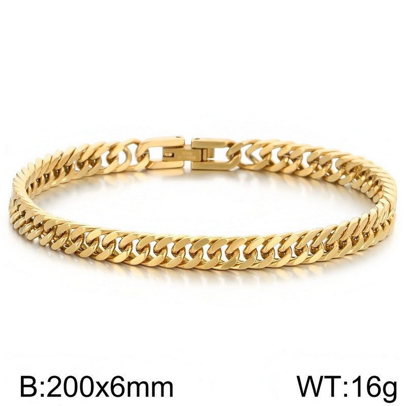 Kemstone Titanium Steel Double Curb Chain Bracelet for Men KB186683-Z
