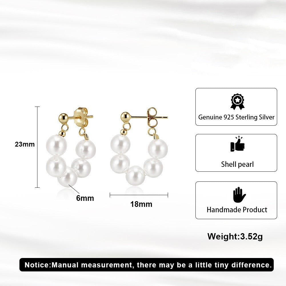 Kemstone Shell Pearl Drop Earrings for Women – 925 Sterling Silver PSE08