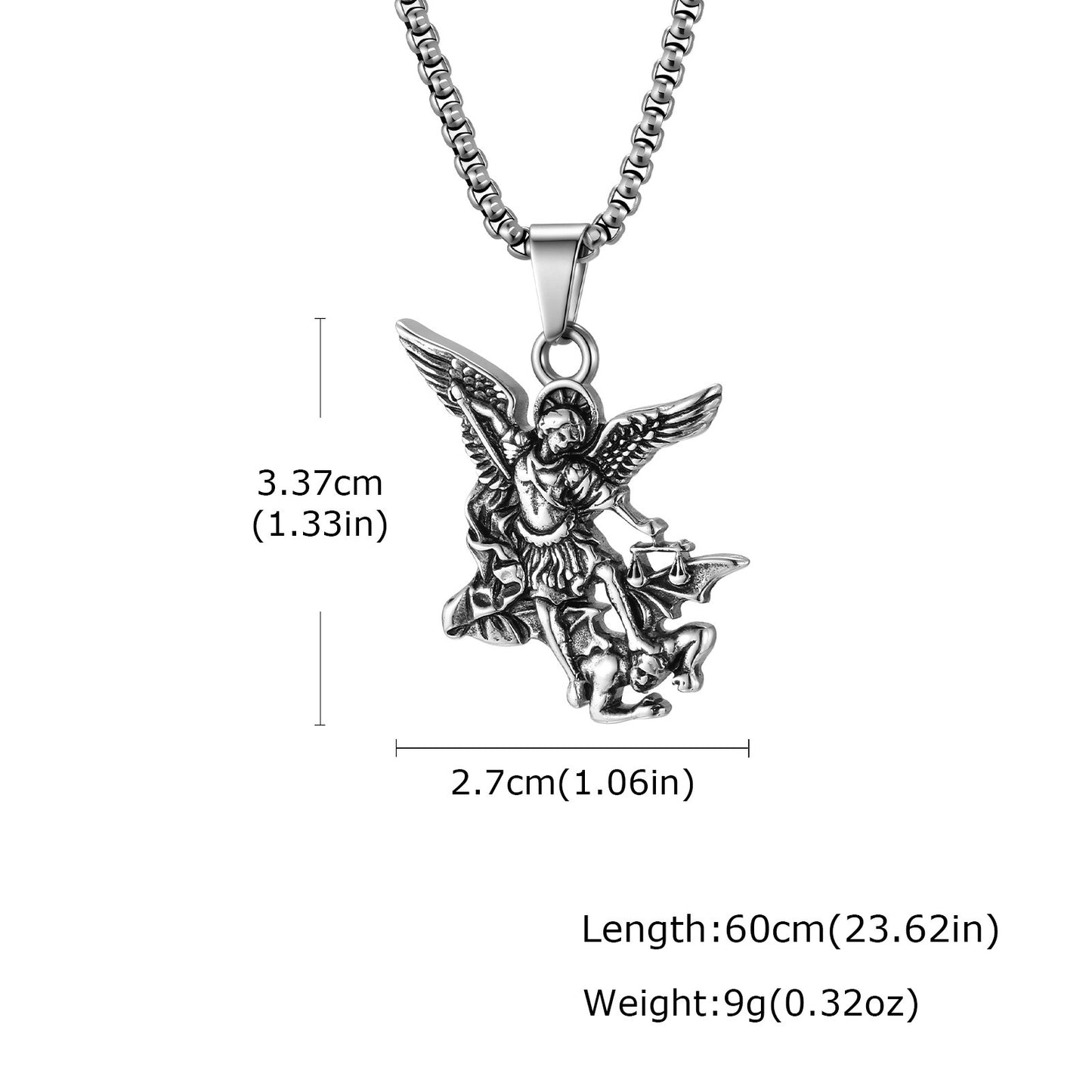 Kemstone Winged Angel Relief Pendant Necklace for Men Stainless Steel Vintage PN-2405