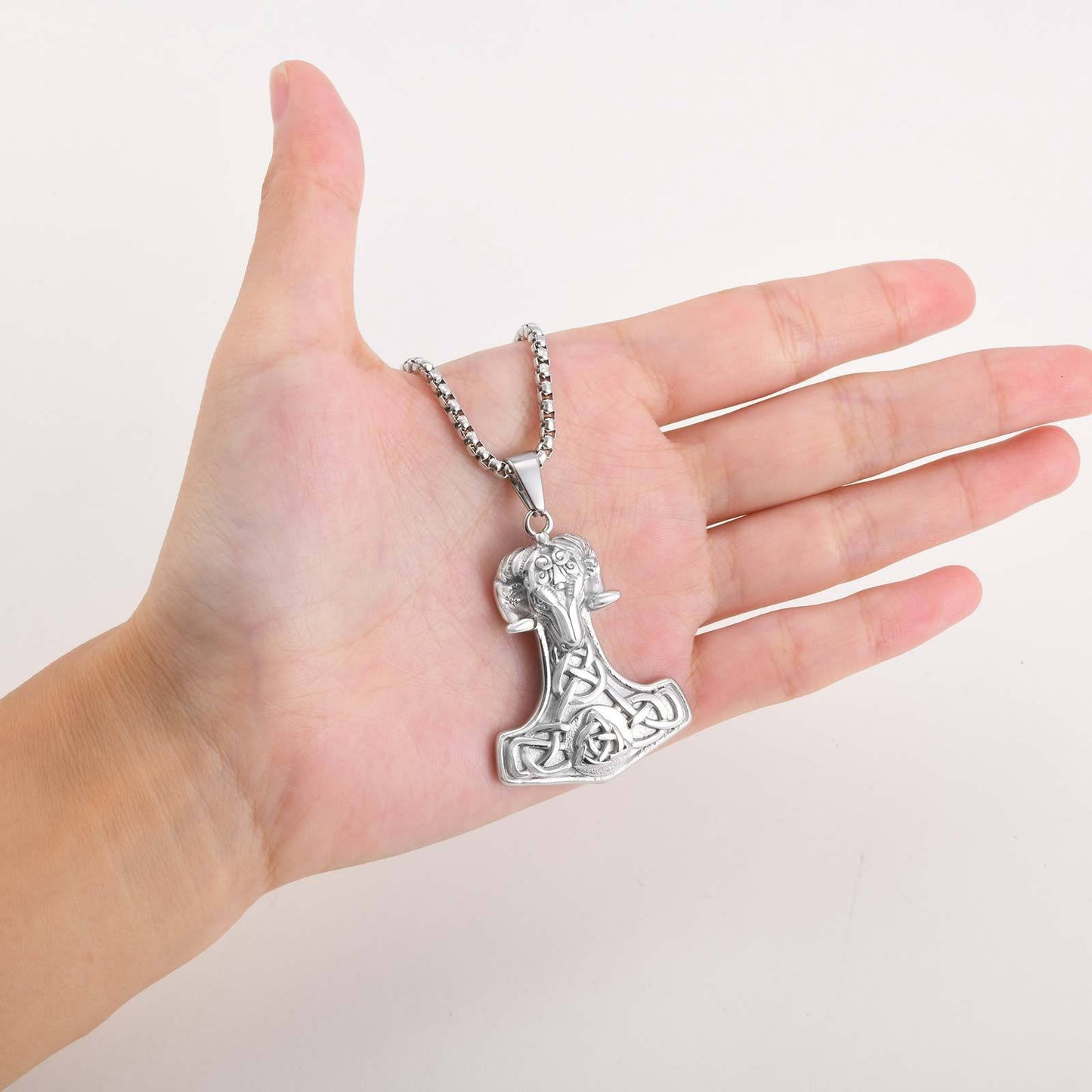 Kemstone Stainless Steel Thor’s Hammer Necklace for Men Gothic Viking PN-2218