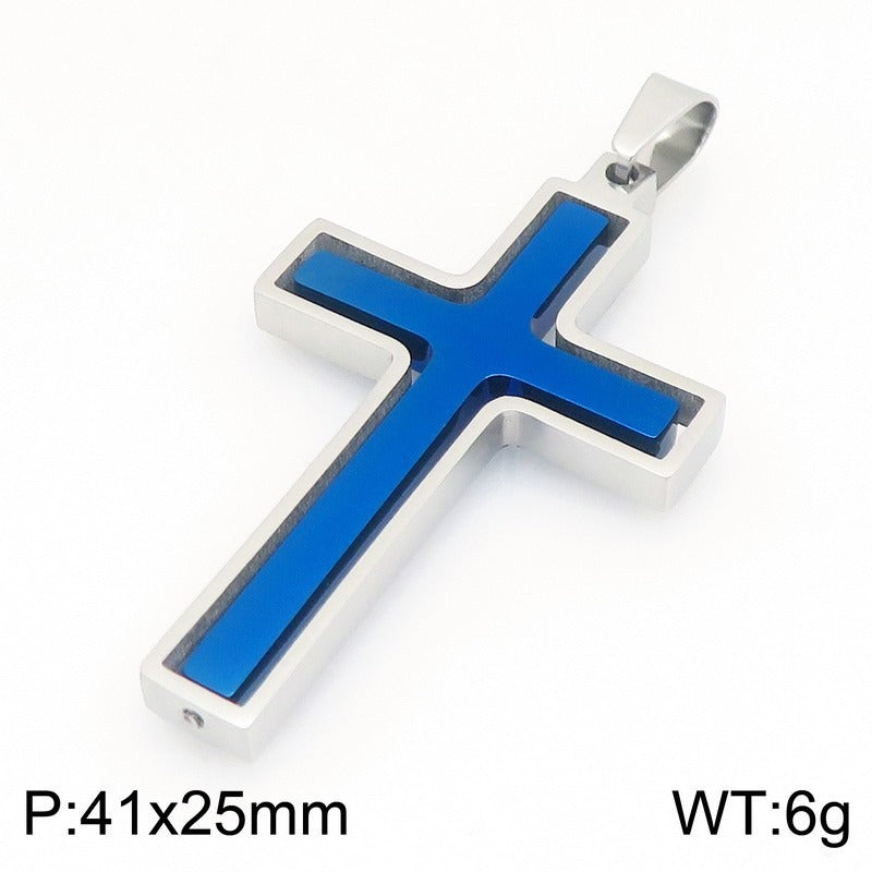Kemstone Rotating Cross Pendant Necklace for Men Titanium Steel Two Tone KP118323-ZLA
