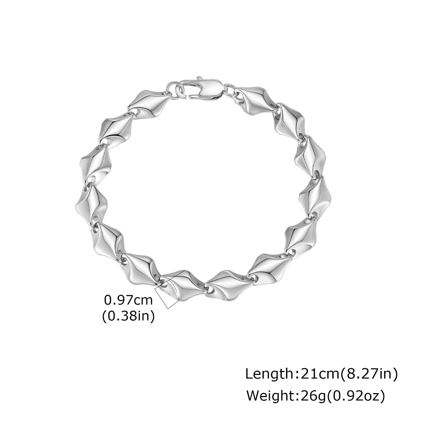 Kemstone Geometric Link Chain Bracelet Stainless Steel Street Style for Men BR-2797