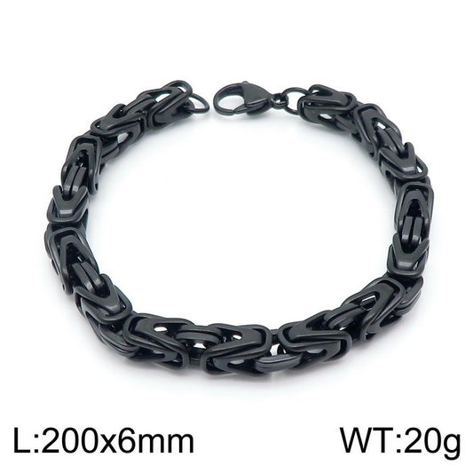 Men’s V-Byzantine Stainless Steel Chain Set – Hip Hop Bold Link Necklace/Bracelet, 20–50cm KS141151-Z