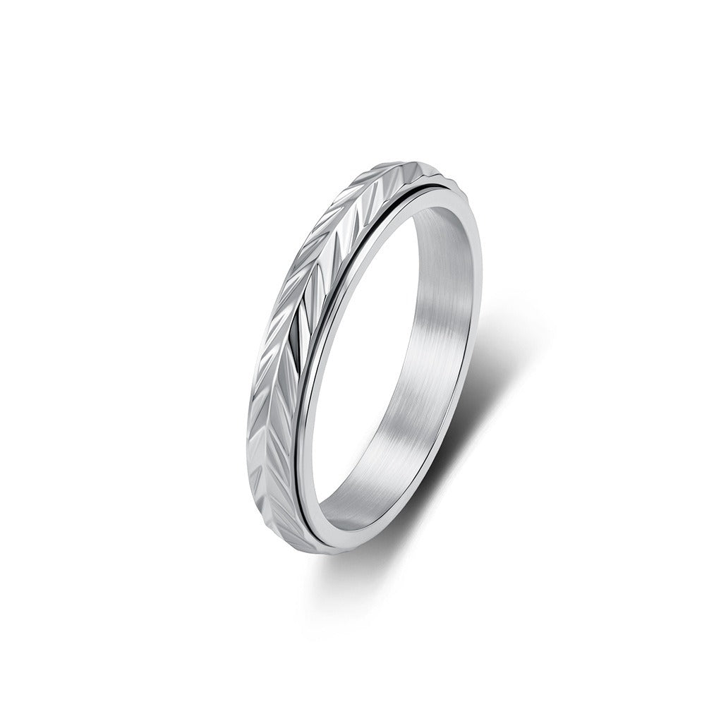 Kemstone Stainless Steel Wheat Pattern Spinner Ring for Men & Women K-R12540