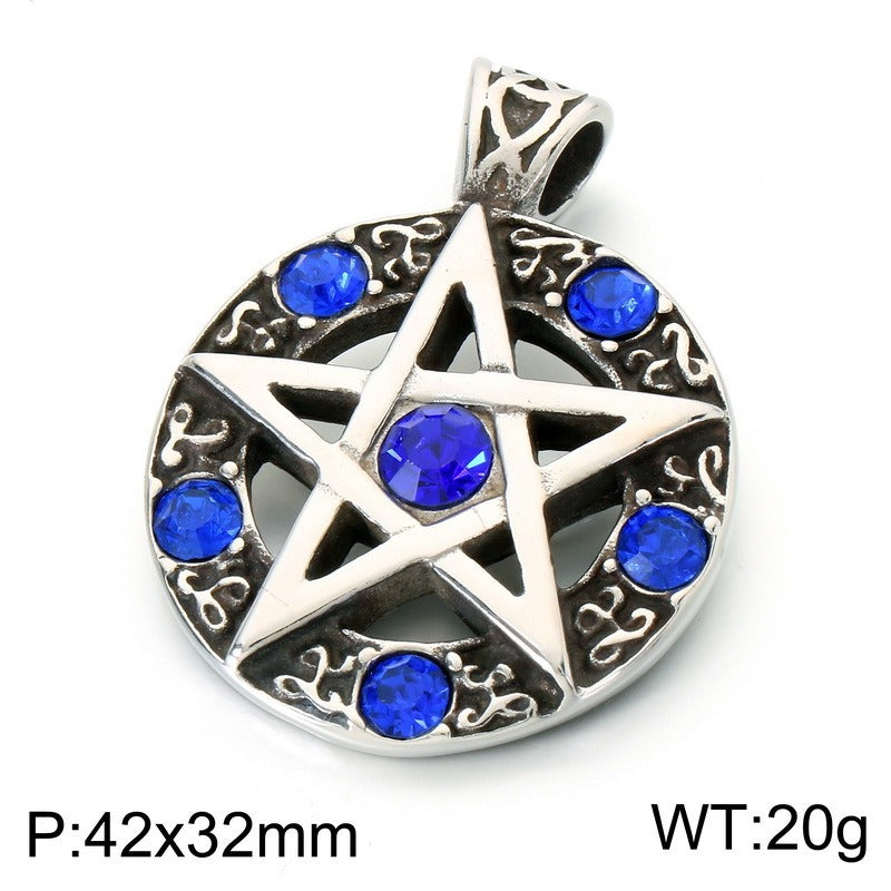 Kemstone Viking Rune Sun Pendant Necklace for Men Stainless Steel Nordic Hexagram Symbol KP118554-LU