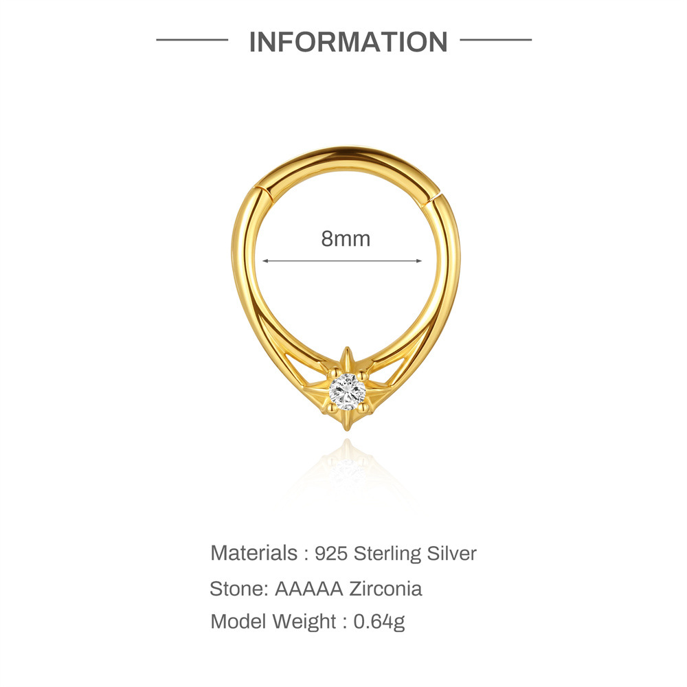 Kemstone S925 Sterling Silver Deer Antler Cartilage Hoop for Women Cubic Zirconia 60266661344C