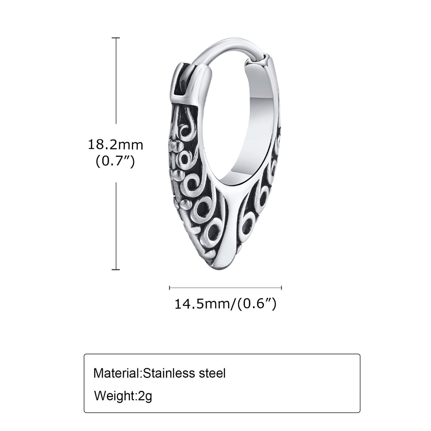 Kemstone Stainless Steel Men's Geometric Ear Cuff - Retro Matte Texture, Hypoallergenic & Lightweight EH-581