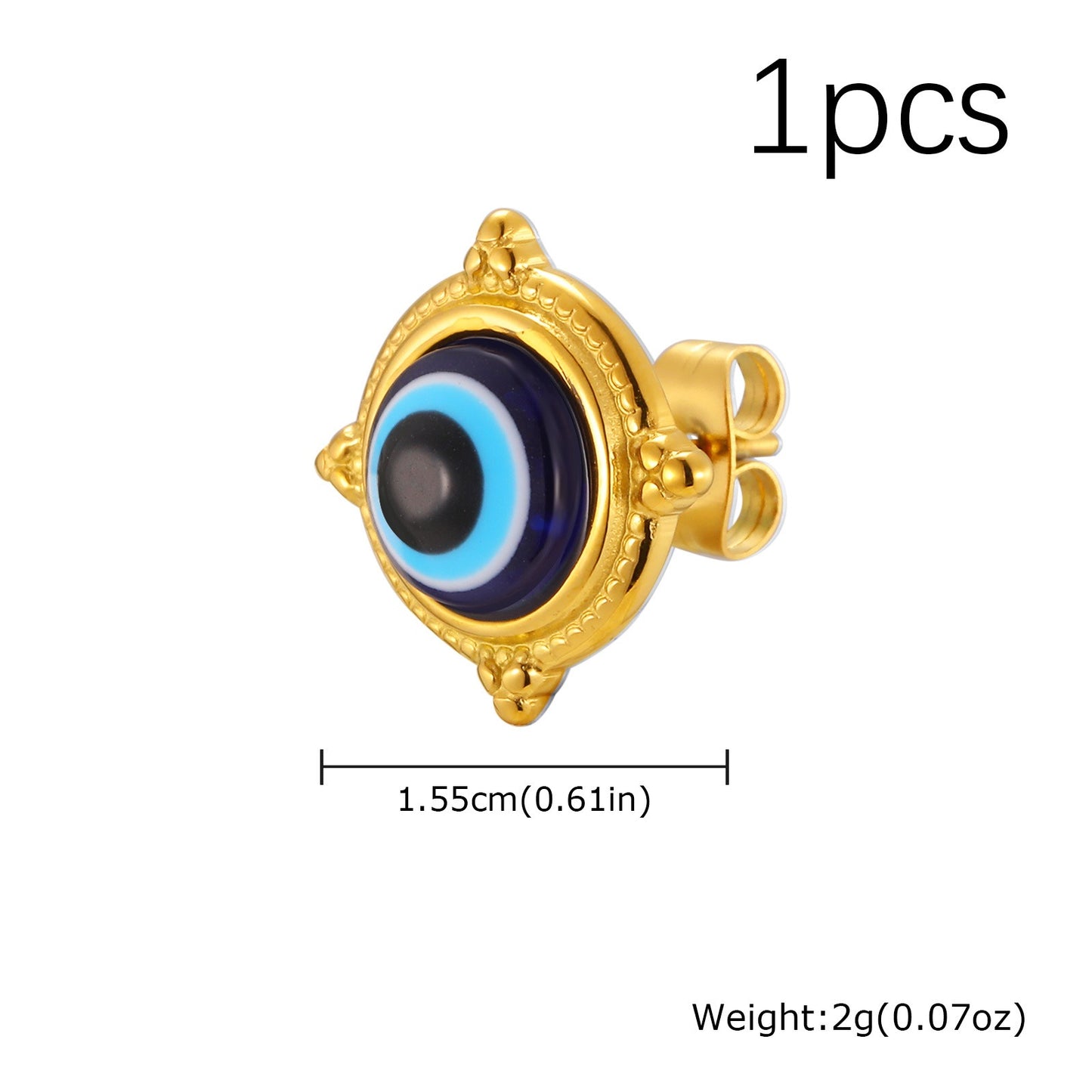 Kemstone Stainless Steel blue eye Stud Earrings for Men & Women ES-797