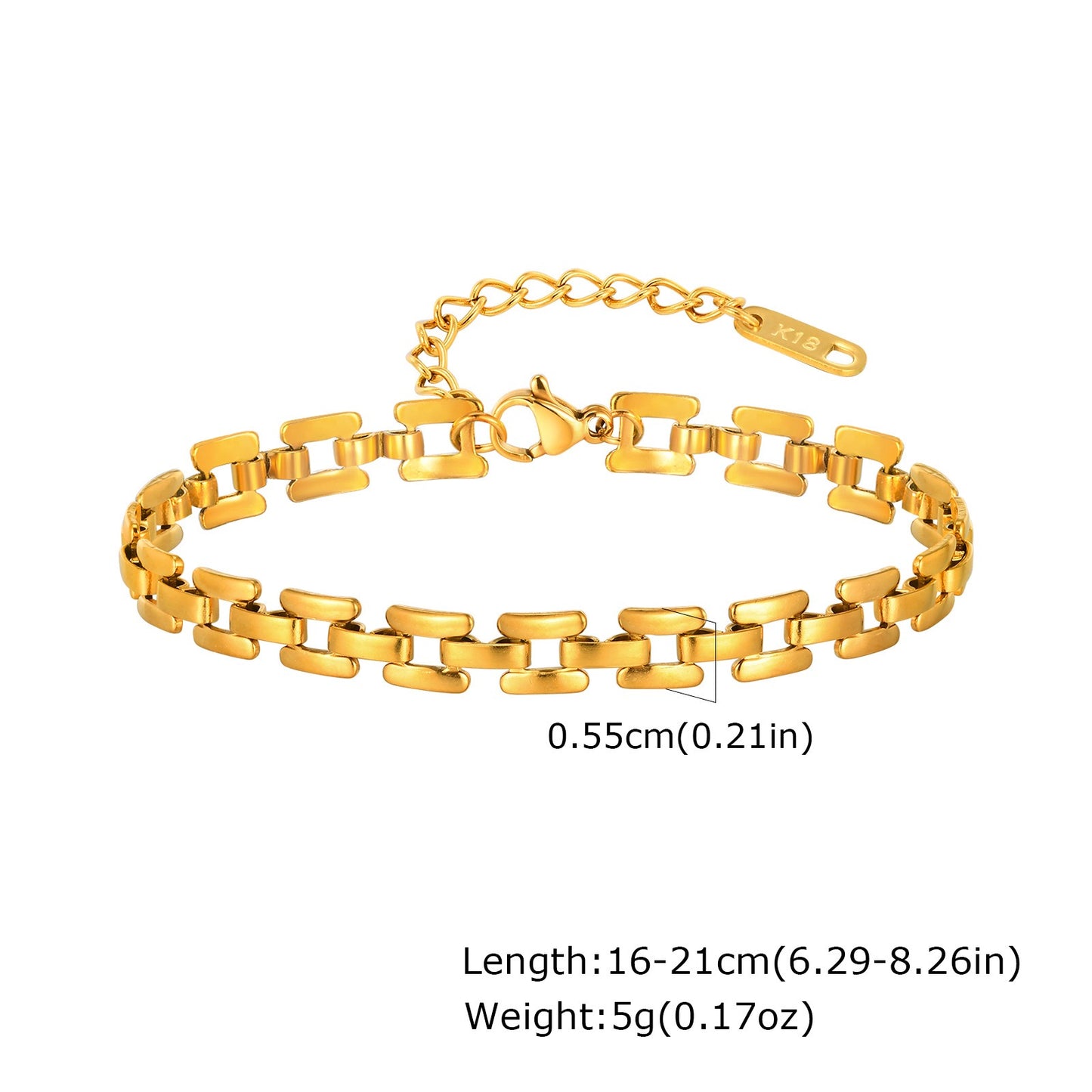 Pulsera de cadena de acero inoxidable moderna Kemstone - Joyería minimalista fina en tonos dorados para una elegancia diaria BR-1894