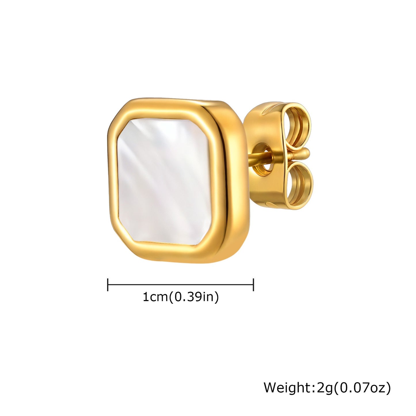 Kemstone Stainless Steel Square Stud Earrings – Shell, Tiger’s Eye, Malachite, Turquoise  for Men & Women ES-728