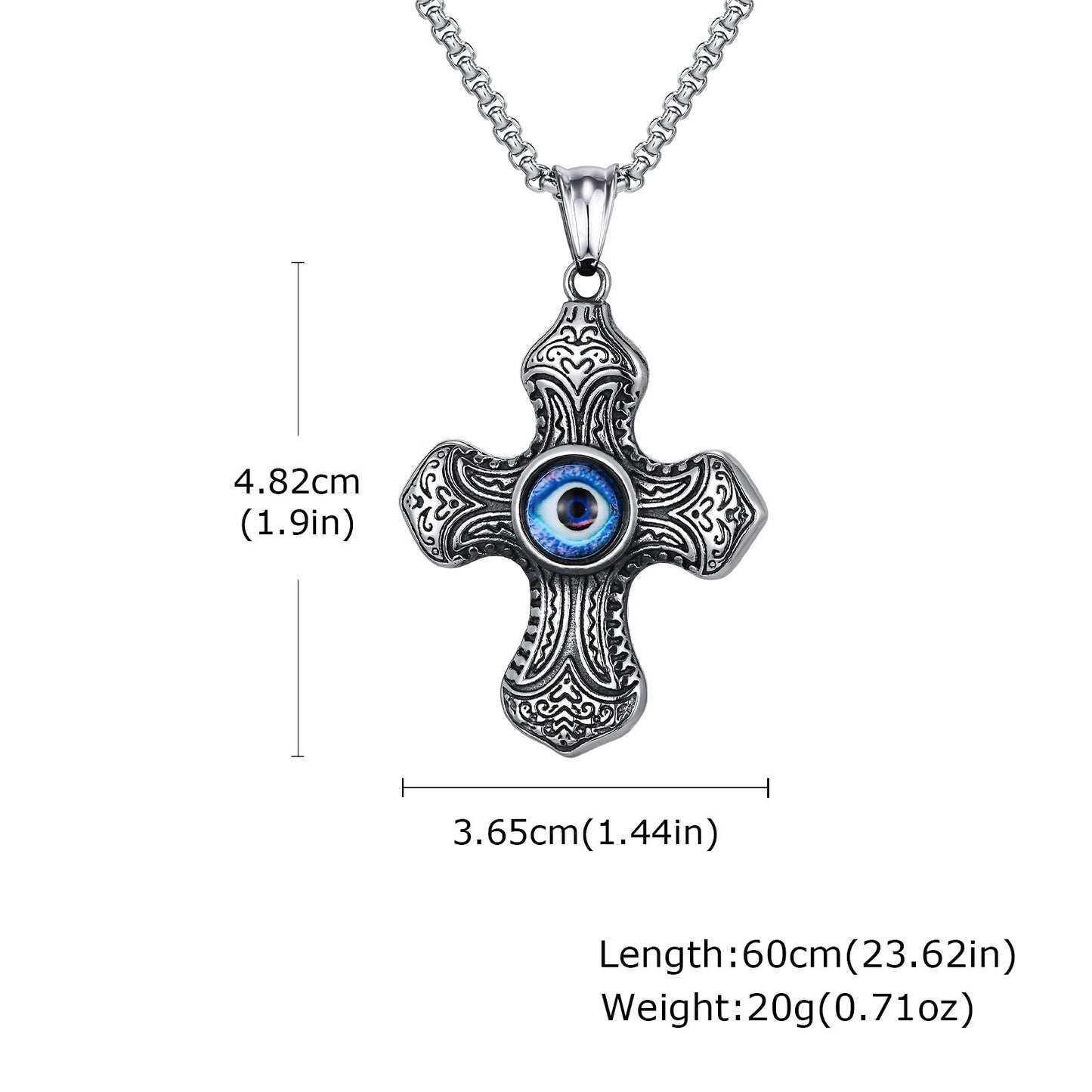 Kemstone Stainless Steel Cross Pendant Necklace – Blue Symbol Detail for Men PN-2150
