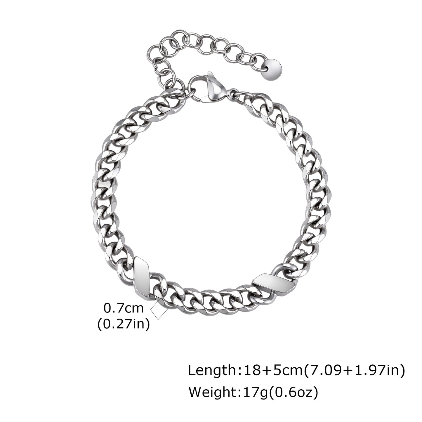 Kemstone Stainless Steel Curb Chain Bracelet for Men BR-2907