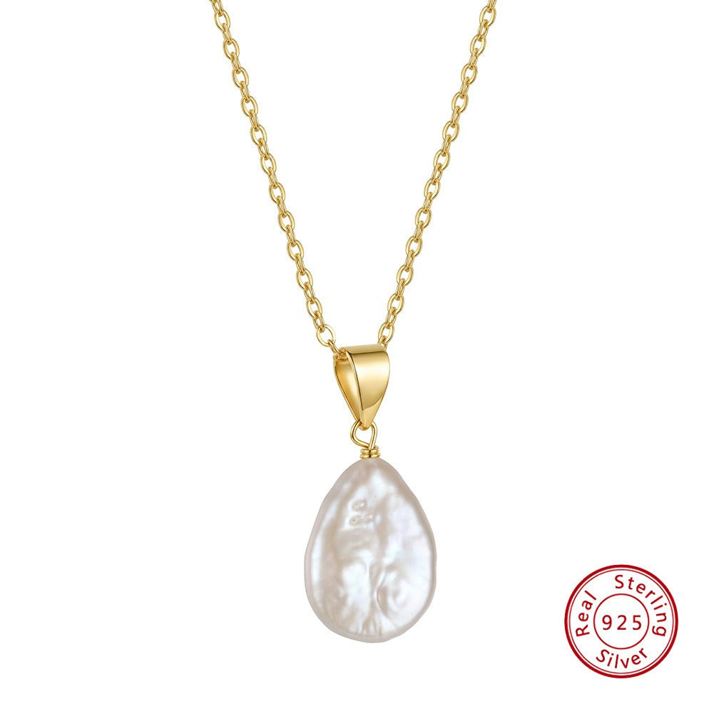 Kemstone Teardrop Freshwater Pearl Pendant Necklace for Women 925 Sterling Silver SGPN118