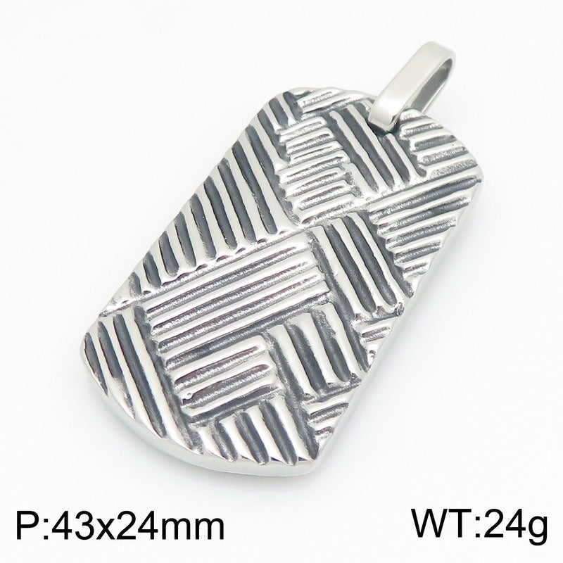Kemston Stainless Steel Geometric Woven Pendant Necklace for Men KP118342-KJX