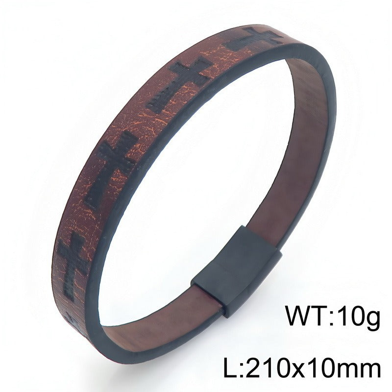Kemstone Anchor Embossed Bracelet for Men Stainless Steel Clasp Vintage Nautical KB214759-SJ