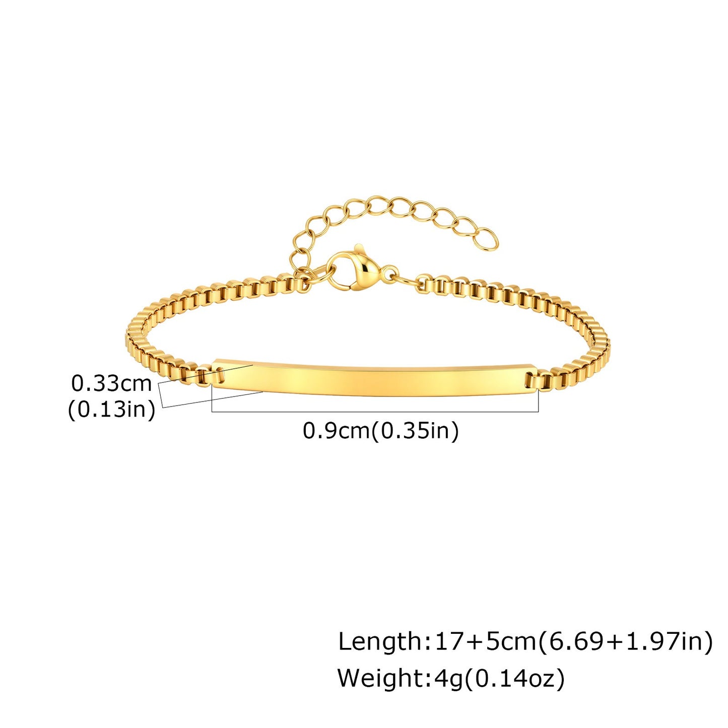Kemstone Stainless Steel Gold Plated ID Plate Bracelet for Men & Women – Minimal Curved Bar CB-225